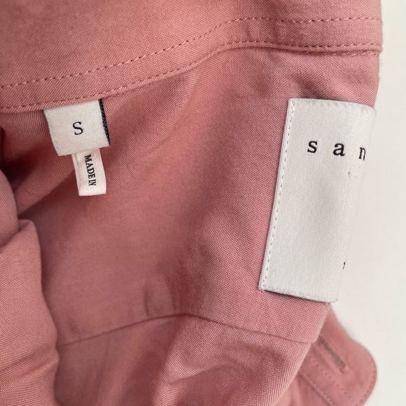 Sandro Oversized button down shirt long sleeve pale pink collared office chic S - Picture 4 of 13